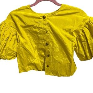 Vibrant Yellow Puff Sleeve Blouse
